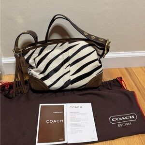 Coach Black and Brown Shoulder Bag with Zebra Print - BRAND NEW